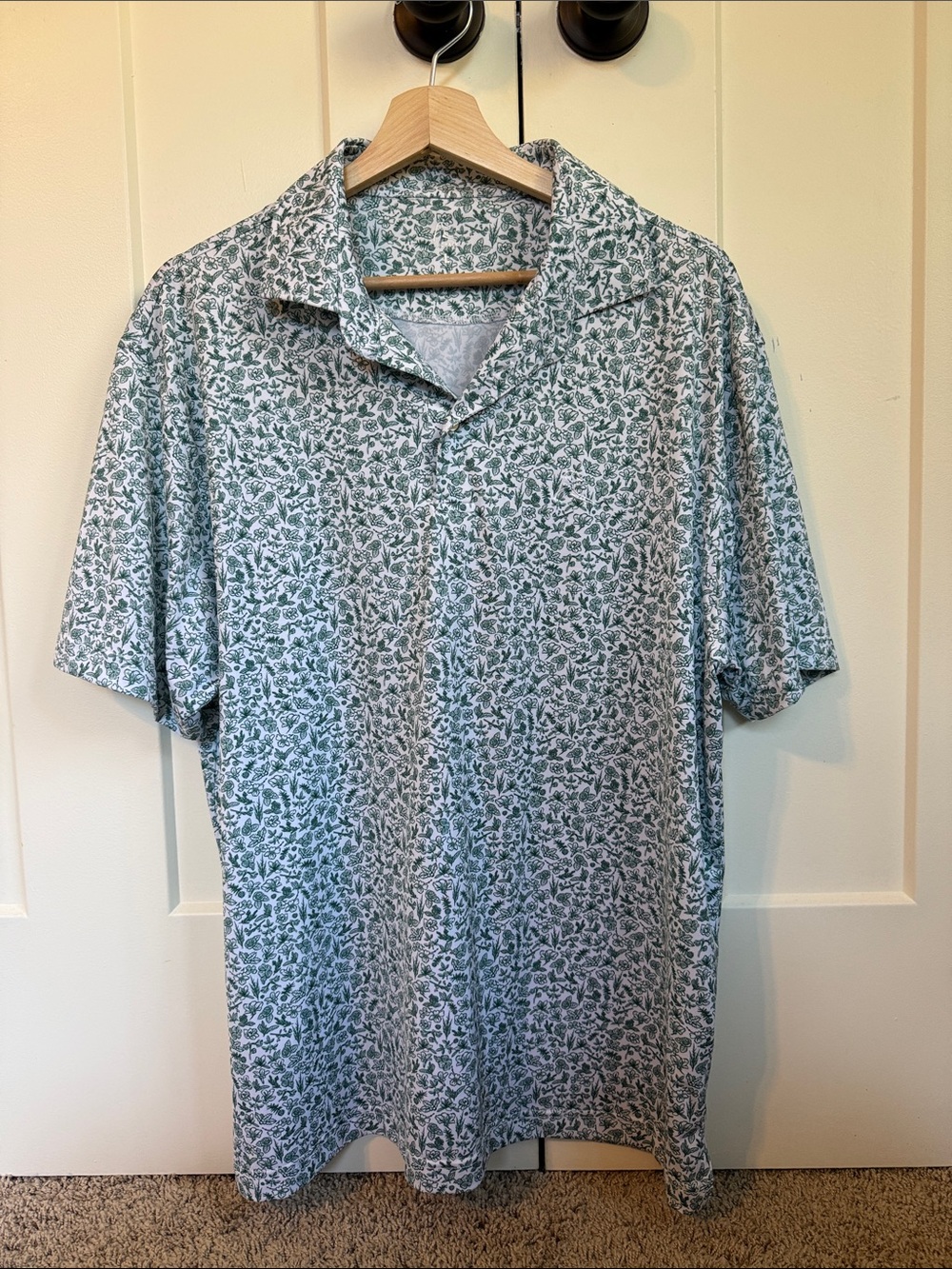 Rhoback Men's Short-Sleeve Polo in Green floral print